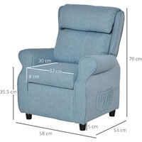 HOMCOM Kids Reclining Armchair Single Sofa Seat w/ Footrest 3-8 Years Blue