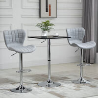 HOMCOM 2 Pieces Bar Stools Adjustable Height Dining Chair with/ Footrest