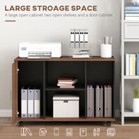HOMCOM Home Office Low Storage Unit Bookcase w/ Wheels Shelves Cupboard