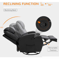 HOMCOM 8-Point Massage Recliner Chair Sofa Rocking Swivel W/ RC, Black