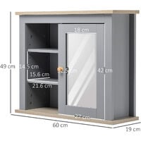 kleankin Bathroom Mirror Cabinet Storage Organizer Open Inside Shelves