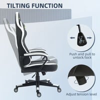 Vinsetto Racing Gaming Chair w/ Lumbar Support, Gamer Office Chair, Black White