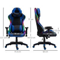 Vinsetto Gaming Office Chair w/ Light, Lumbar Support, Gamer Recliner, Blue