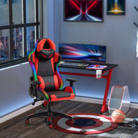 Vinsetto Gaming Office Chair w/ Light, Lumbar Support, Gamer Recliner, Red