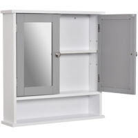 kleankin Wall Mounted Mirror Cabinet W/ Double Mirror Doors & Adjustable Shelf