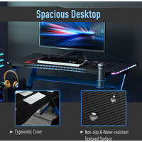 HOMCOM LED Game Office Desk Computer with Cup Holder 2 Cable Management, Blue