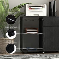 HOMCOM Multi-Compartment Filing Cabinet Printer Stand w/ Drawer Shelves Black