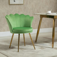 Accent Chair Modern Dining Chair Velvet-Touch Fabric Armchair with Gold Legs