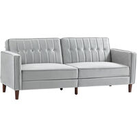 HOMCOM Convertible Sofa Futon Velvet-Touch Tufted Couch Sofa Bed Split Back