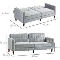HOMCOM Convertible Sofa Futon Velvet-Touch Tufted Couch Sofa Bed Split Back