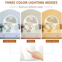 HOMCOM Dressing Table Set w/ LED Light Mirror 4 Drawer Cabinet Stool Makeup Desk White