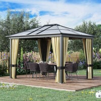 Outsunny 3.6 x 3(m) Hardtop Gazebo Canopy with Mosquito Netting and Curtains
