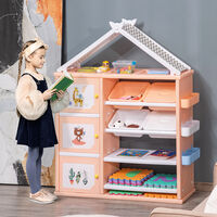 HOMCOM Kids Storage Unit Toy Box Organiser Book Shelf w/ Multiple Storage Space