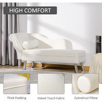 HOMCOM Chaise Longue Vintage Arm Rest Sofa Seat Cushion Sponge White