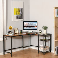 HOMCOM Industrial-Style L-Shaped Computer Workstation Desk Corner Writing Compact