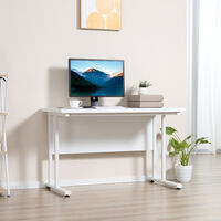 HOMCOM Computer Desk Writing Table with 2 Cable Management Holes Metal Leg White