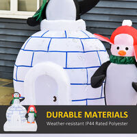 HOMCOM 1.5m Inflatable Penguins Igloo Christmas Decoration Home Indoor Outdoor Garden