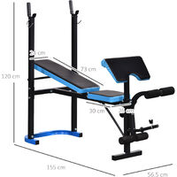 HOMCOM Adjustable Weight Bench with Leg Developer Barbell Rack for Home Gym