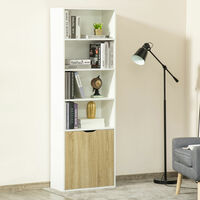 HOMCOM 3-Shelf & Cupboard Tall Bookcase Display Shelf Living Room Study Brown