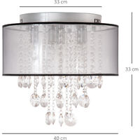 HOMCOM Modern Crystal Chandelier Flush Mount LED Ceiling Light for Bedroom
