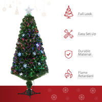 HOMCOM 5FT Prelit Artificial Christmas Tree Fiber Optic LED Light Holiday Tree