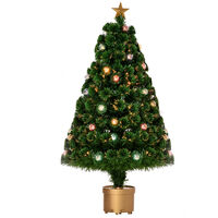 HOMCOM Pre-Lit Fibre Optic & Bauble Artificial Christmas Tree Xmas Decoration 3ft