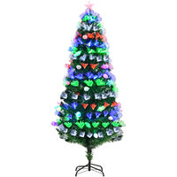 HOMCOM 6FT Pre-Lit Artificial Christmas Tree w/ Fibre Optic LED Light Decoration