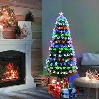 HOMCOM 6FT Pre-Lit Artificial Christmas Tree w/ Fibre Optic LED Light Decoration