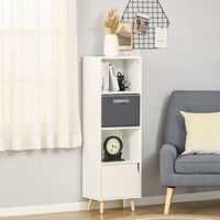 HOMCOM 3-Tier Bookcase Storage Display Unit w/ Cupboard Shelves Drawer Furniture