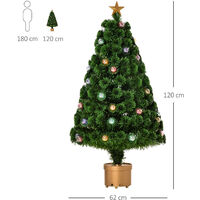 HOMCOM Pre-Lit Fibre Optic & Bauble Artificial Christmas Tree Xmas Decoration 4ft