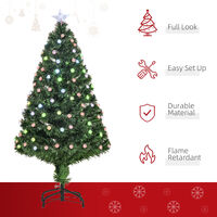 4FT Pre-Lit Artificial Christmas Tree w/ Fibre Optic Led Light Xmas Decorations