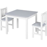 HOMCOM Kids Table and 2 Chairs Set 3 Pieces Toddler Multi-usage Desk Indoor Grey