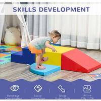 HOMCOM 4-piece Soft Play Set Climb and Crawl Foam Toddler Activity Toys