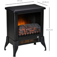 HOMCOM Electric Fireplace Stove, Freestanding Fireplace Heater W/ Flame Effect