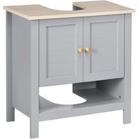 kleankin Bathroom Under Sink Cabinet with Adjustable Shelf, White, Grey