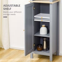 kleankin Bathroom Floor TallCabinet Storage Unit with Cupboard Adjustable Shelf