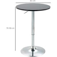 HOMCOM Round Height Adjustable Bar Table Counter Pub Desk Metal Base Black