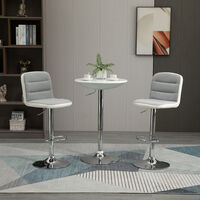 HOMCOM Bar stool Set of 2 Armless Adjustable Height Upholstered Bar Chair with Swivel Seat, Light Grey