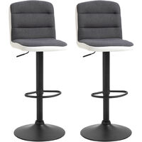 HOMCOM Bar stool Set of 2 Adjustable Height Upholstered Bar Chair Dark Grey