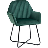HOMCOM Modern Accent Chair, Velvet-Touch Fabric Upholstered Armchair with Metal Base for Living Room, Bedroom and Dinning Room, Green