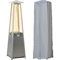 Outsunny 11.2KW Patio Gas Heater Pyramid Heater w/ Regulator Hose Cover, Silver