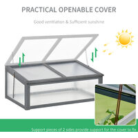 Outsunny Wooden Framed Polycarbonate Cold Frame Greenhouse for Plants Outdoor with Openable & Tilted Top Cover, PC Board, Brown, 100 x 65 x 40cm