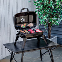 Outsunny Portable Charcoal Barbecue BBQ Grill Compact Fodling Camping Picnic Garden Party Festival Cooker Table Top with Chrome Grid