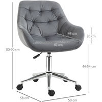 Vinsetto Home Office Chair Velvet Ergonomic Computer Chair Comfy Desk Chair with Adjustable Height, Arm and Back Support, Dark Grey