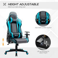 Vinsetto Racing Gaming Office Chair Swivel Recliner w/ Lumbar Support, Sky Blue