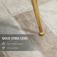 HOMCOM Velvet-Feel Shell Luxe Accent Chair Home Bedroom Lounge Metal Legs Grey