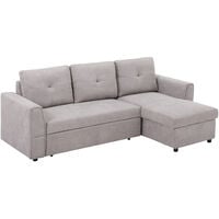 HOMCOM 3 Seater Sofa Bed, Convertible Pull Out Sofa with Storage, Grey