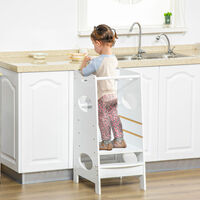 HOMCOM Kids Step Stool Toddler Kitchen Stool w/ Adjustable Standing Platform