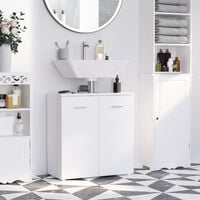 kleankin Bathroom Pedestal Under Sink Cabinet with Storage Shelf Double Door