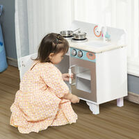 HOMCOM Kids Kitchen Play Cooking Toy Set Pretend Role w/ Sink Tap 3-6 Yrs